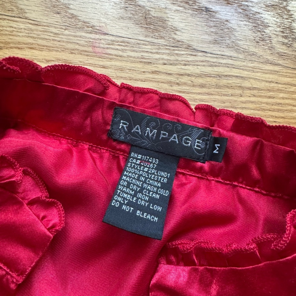 Satin Red Ruffled Blouse - Picture 3 of 3